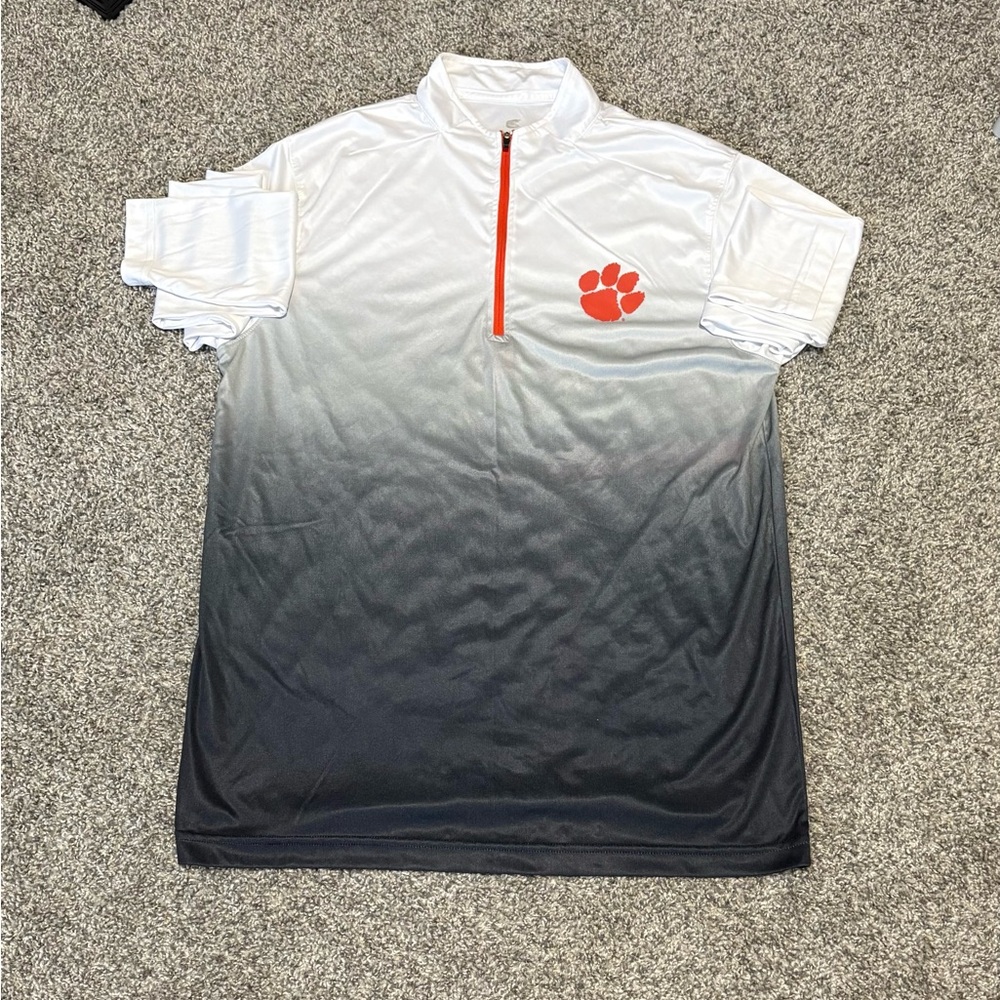 Men's White and Black Gradient Polo Shirt
